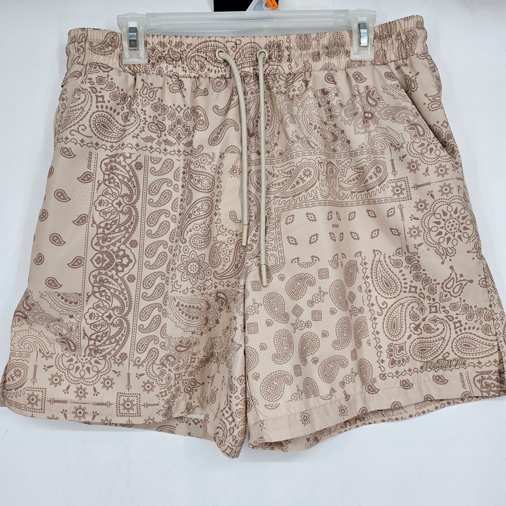 Maison Article Shorts Mens Large Paisley AOP Athletic Drawstring Lightweight